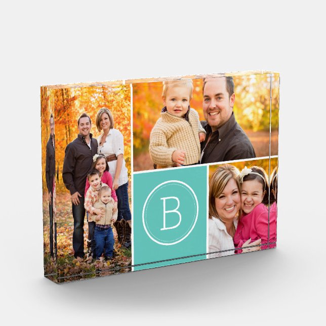 Custom Monogram 3 Photo Block (Left)