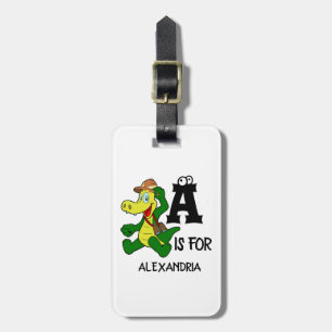 Custom monogram A is for Alligator funny reptile Luggage Tag