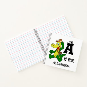 Custom monogram A is for Alligator funny reptile Notebook