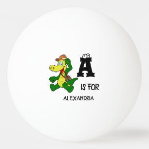 Custom monogram A is for Alligator funny reptile Ping Pong Ball