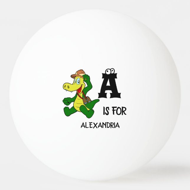 Custom monogram A is for Alligator funny reptile Ping Pong Ball (Front)