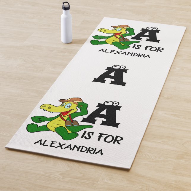 Custom monogram A is for Alligator funny reptile Yoga Mat (In Situ)