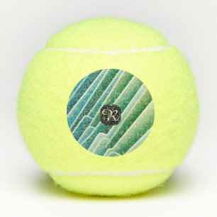 Custom Monogram Abstract Blue Green Tennis Balls