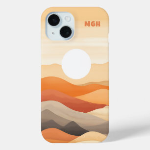Custom Monogram Abstract Landscape Illustration iPhone 15 Case
