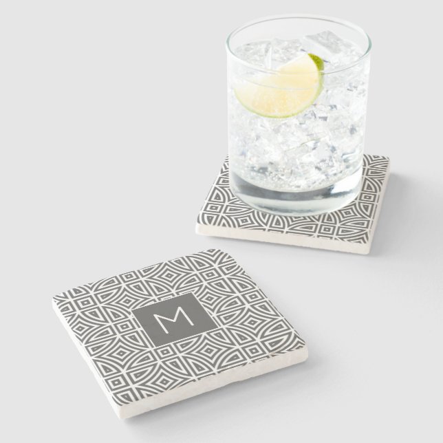 Custom monogram Abstract Pattern coaster (Side)