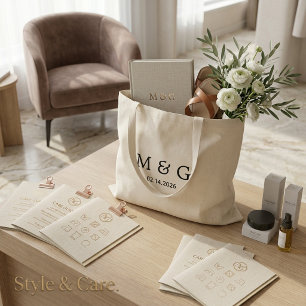 Custom Monogram and Date Personalised Budget Tote Bag