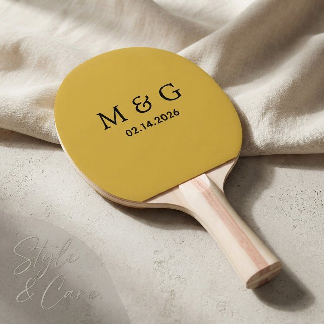 Custom Monogram and Date Personalised M Gold Ping Pong Paddle (Custom Monogram and Date Personalized M Gold Ping Pong Paddle)