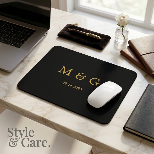 Custom Monogram and Date Personalised Stylish Mouse Mat (Custom Monogram and Date Personalized Stylish Mouse Pad)