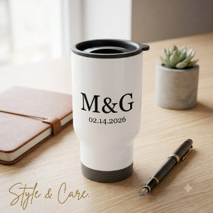 Custom Monogram and Date Personalised Travel Mug