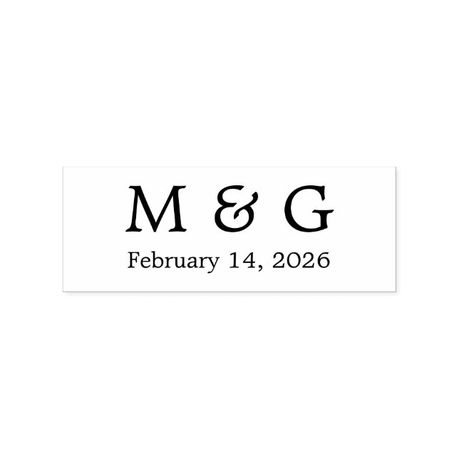 Custom Monogram and Date Personalised Wood Art Rubber Stamp (Stamped)