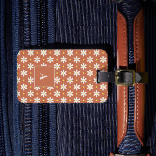 Custom Monogram and Floral Daisy Personalized Luggage Tag