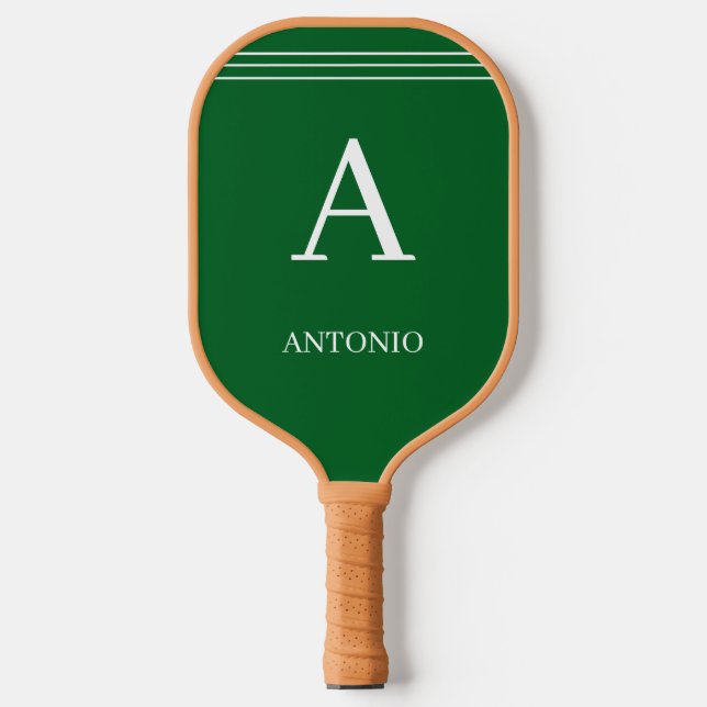 Custom Monogram and Name Green Pickleball Paddle (Front)