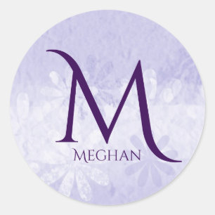 Custom Monogram and Name Purple and White Sticker