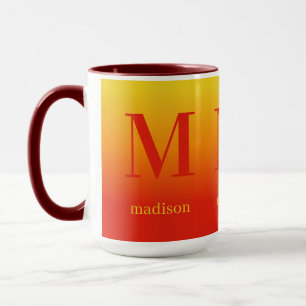 Custom monogram and name Yellow to Red Gradient Mug