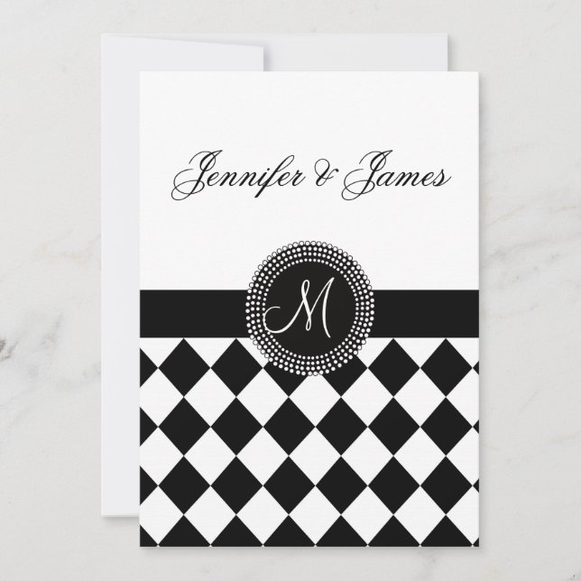 Custom Monogram and Names Wedding Invitation (Front)