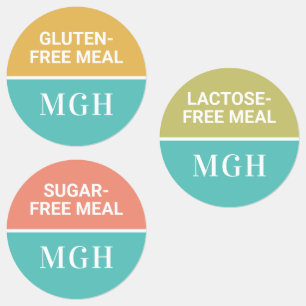 Custom monogram and text food label set