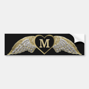 Custom Monogram Angel Wings Bumper Sticker