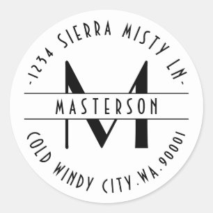 Custom Monogram Art Deco Return Address Label