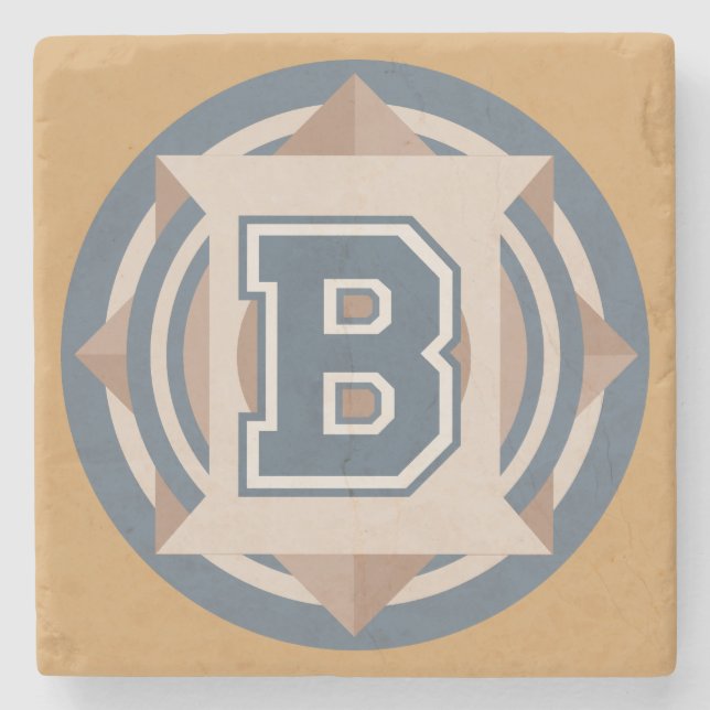 Custom Monogram "B" Initial Stone Coaster (Front)