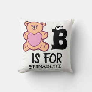 Custom monogram B is for bear funny cute animal Cushion