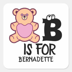 Custom monogram B is for bear funny cute animal Square Sticker