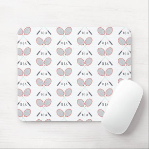 Custom Monogram Badminton Pattern Mouse Mat
