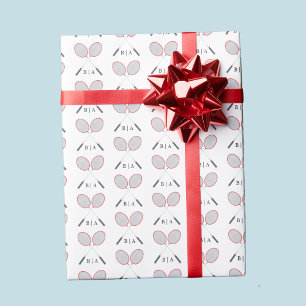 Custom Monogram Badminton Racket Pattern Wrapping Wrapping Paper