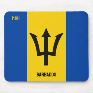Custom Monogram Barbados Flag Mouse Mat