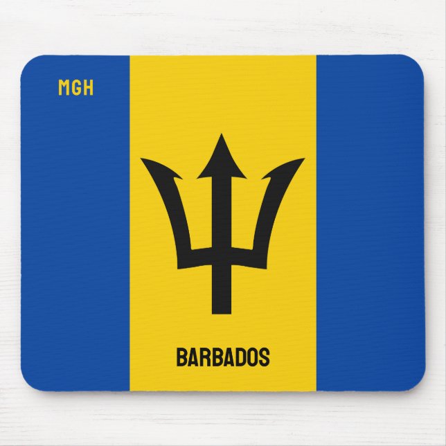 Custom Monogram Barbados Flag Mouse Mat (Front)