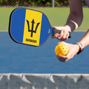 Custom Monogram Barbados Flag Pickleball Paddle
