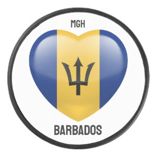 Custom Monogram Barbados Love Hockey Puck