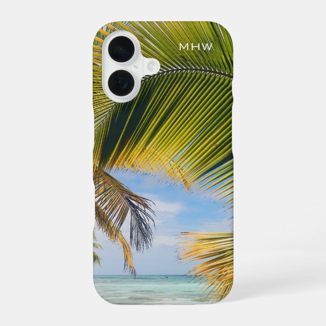Custom monogram Beach Palms phone cases (Back)