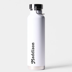 Custom monogram,black and white retro typography  water bottle