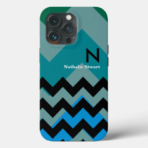 custom monogram black chevron iPhone 13 pro case