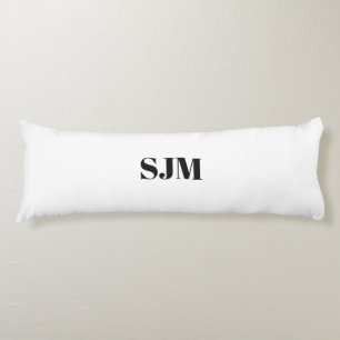 Custom monogram black white initials name body cushion