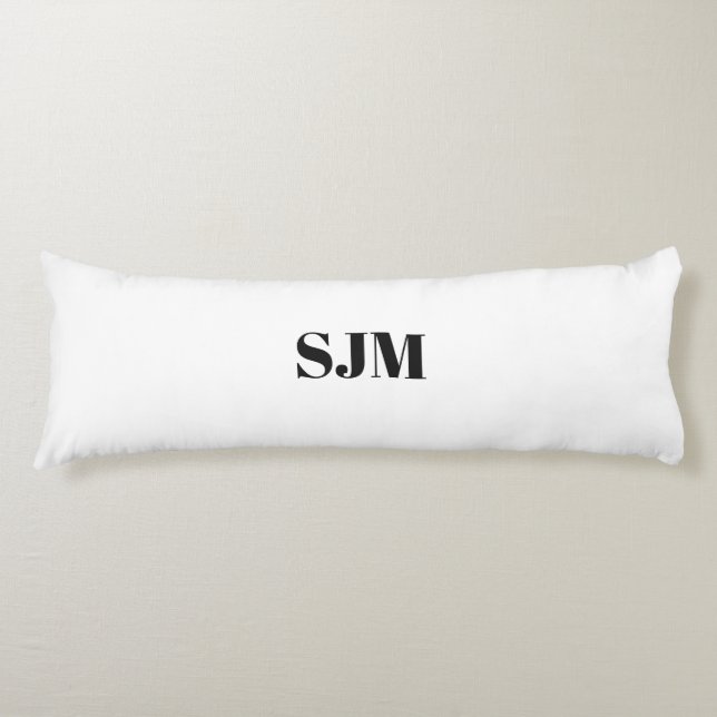 Custom monogram black white initials name body cushion (Front)