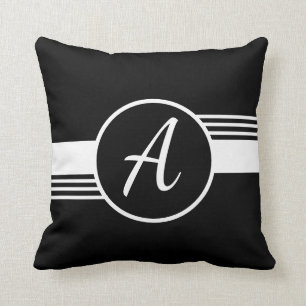 Custom Monogram Black & White Pillow