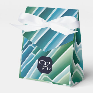 Custom Monogram Blue Green Abstract Ribbon  Favour Box
