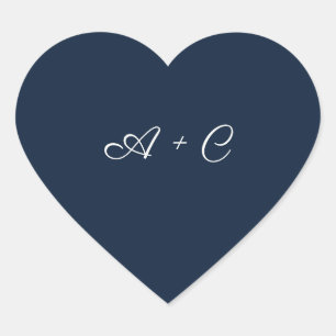 Custom Monogram Blue Heart Wedding Sticker