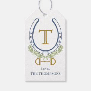 Custom Monogram Blue Horse Shoe, Personalised Gift Tags