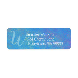 Custom Monogram Blue Marbled Art Return Address