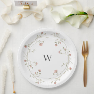 Custom Monogram Blush and Sage Wedding Plate