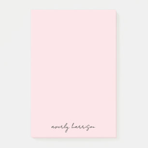 Custom Monogram Blush Pink Chic Minimalist  Post-it Notes
