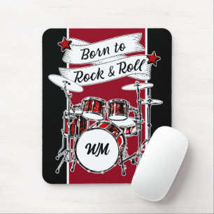 Custom Monogram Born to Rock & Roll Drummer Drum M Mouse Mat