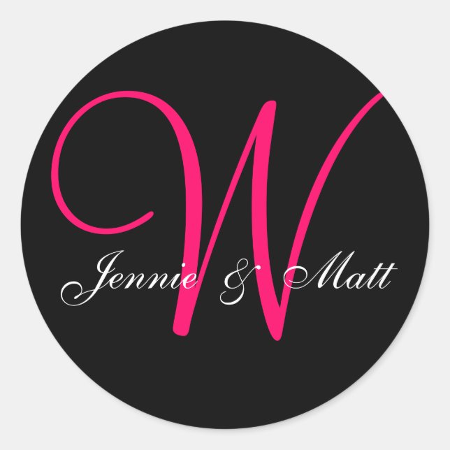 Custom Monogram Bride Groom Names Stickers (Front)