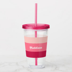 Custom monogram, bright pink retro typography  acrylic tumbler