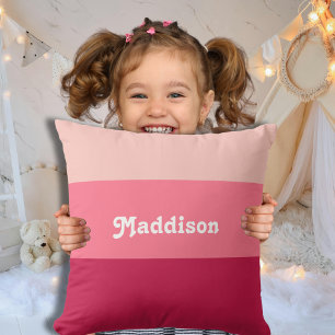 Custom monogram, bright pink retro typography  cushion