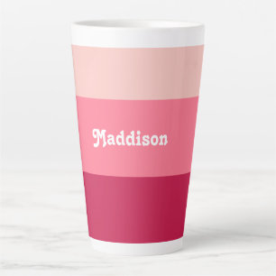 Custom monogram, bright pink retro typography latte mug