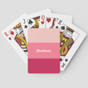 Custom monogram, bright pink retro typography  playing cards