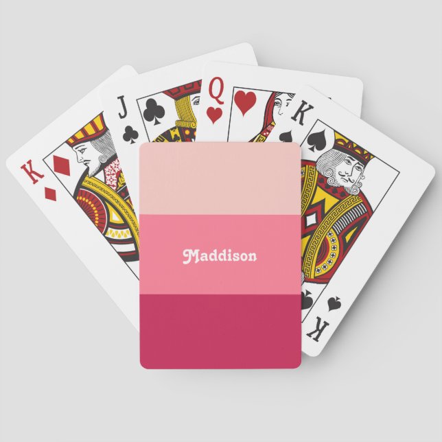Custom monogram, bright pink retro typography  playing cards (Back)